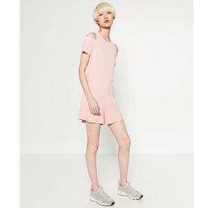 Zara cut off shoulder pink jumpsuit